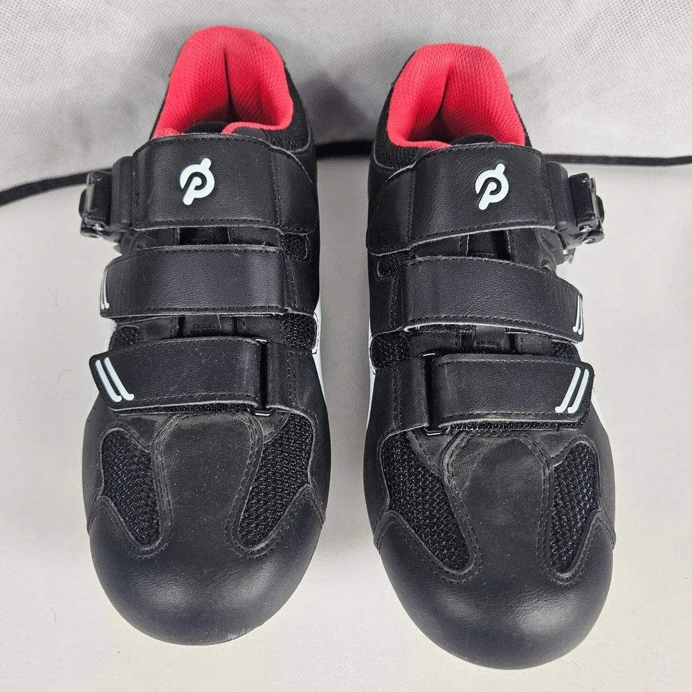 Peloton Indoor Cycling Spin Bike Shoes Black White Red M6 W7.5 EU38 with Cleats